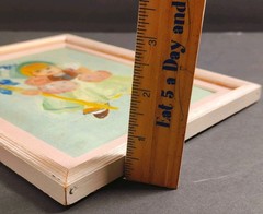 Little Bo Peep Painting In Pink Wooden Frame Artist Signed Kitschy 9.5×7.5 Sweet