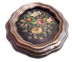 Antique Hand Oil Painted Floral Oval Frame 11 x 13″