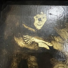Alfred Zeller Oil Painting 1970s Portrait Of A Lonely Men In A Dark Room. 6×8 In