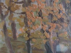 Antique 1931 Italian Impressionist Bianchini Fall Landscape O/B Painting