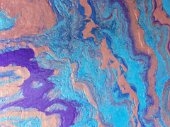 Rose Gold Blue Purple Acrylic Painting on Canvas Art by Rosalie Millen 14″ x 11″