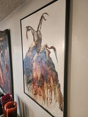 Original PATTI MEYERS Painting – Framed Abract Textured „DRESS“ Series 2×3 ft
