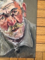 Vintage 1940 Portrait Oil on Paper Man in Shirt Attr Jean Schweckler 14x 10