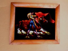 BULLFIGHTER OIL ON FELT pablo j.castaneda Mexico Signed,painting,yazmin curios
