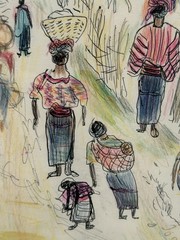 Russian American Woodstock NY Artist Eugenie Gershoy Signed W/C. Village Scene