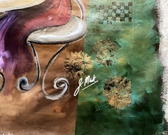 J MARK: “ First Date, ￼” original Acrylic canvas. Hand Signed By Artist. 32”X32”