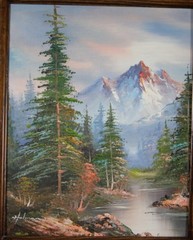 Vintage 8″x10″ Oil Painting Signed Holman Mountain Landscape13″x15″ Wood Frame