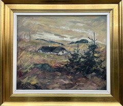 Knud Bostrup 1927-2011 Fisherman’s House in the Dunes Oil Painting