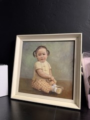Vintage Signed David Chen. Portrait of Young Child Hong Kong 1969 Framed Artwork