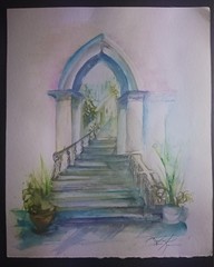 Lisa Kaiser Signed Original Watercolor Painting, Doorway, 8×12