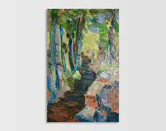 Original Landscape oil painting Abstract Forest Trees still life artwork 8×12 in