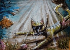 ACEO Jacob Landis Tabby Cat ORIGINAL Art Print # Of /25 „The Cute Little Kitten“