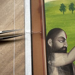 “Krishna” Hindu Mughal Antique Painting Indian Mystic Ceremony Persian Signed