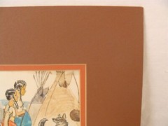 Antique Herbert M Stoops Native American Children W/C Painting #2