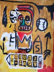 Neo-Expressionism/Abstract 11×14 Basquait Sports Modern Street Art Painting