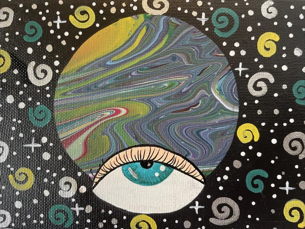 Cosmic Space Psychedelic Trippy Art Fantasy Pop Art 8×10 Acrylic Painting