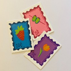ACEO Original Art Card, Strawberry Stamp, Acrylic Painting By Aspen’s Atelier