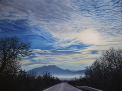 Original Modern Art Sunrise Trees Sky Landscape Oil Painting Clouds Starry Night