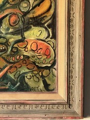ARTIN ANTIQUE MID CENTURY MODERN ABSTRACT STILL LIFE OIL PAINTING VINTAGE 1964