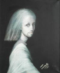Painting by LUIS ALVAREZ Oil on Canvas „Portrait“ v1576.