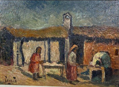 Central America? Mexico Impasto on paper Board Impressionist Figural painting