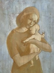 Picasso Style 1931 Jane Carter Mother Child Oil Canvas Signed Framed COA