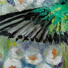 YARY DLUHOS Hummingbird Flower Wildlife Bird Garden Original Art Oil Painting
