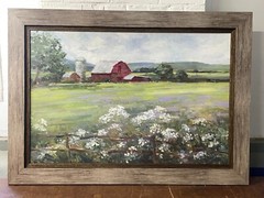 Katie Swatland Large Landscape Farm Oil Painting 35 x 25 plus frame