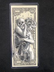 Love In Life & Death 1 Dollar bill painting Tattoo Art Graffiti Art Street Art