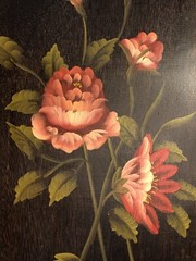 Retro Pair Mid Cent. TIKI BOHO Floral Oil Paintings Wood W/Bamboo Frames 12×20”