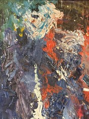 Abstract Heavy Impasto Modernist Colorful Oil Painting Unsigned Wall Art