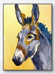 Original Abstract Expressionism 12×16 Donkey Colorful Signed Wall Art 487