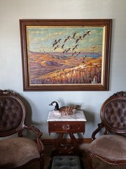 John C Green 1977 Oil on Canvas Waterfowl Wildlife Canadian Geese Painting Huge!