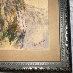 Antique landscape original PAINTING watercolor hand painted Madonna del Sasso