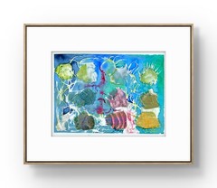 Original Coral Reef Painting 12×9 Acrylic Blue Teal Green Signed