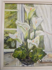 Original Calla Lilies Oil Painting Signed Boyd Framed Floral Flower Still Life