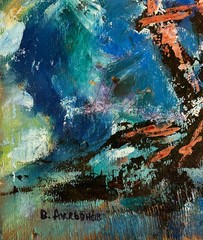 Oil painting It was as if an angel Had Descended V. Aksenov Original nAAA5016
