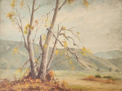 Kathryn Flanagan Antique 1920s Landscape Oil Painting Early California Plein Air