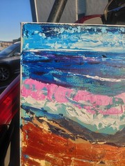 Abstract Seascape Landscape Painting on Canvas, Small, Unframed, Single Piece