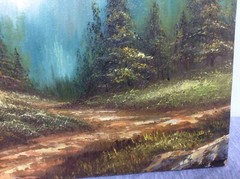 Signed Phillip Cantrell Vintage Oil Painting House in the Woods 12” x 16”