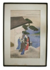 19th century Japanese Watercolor painting on rice paper