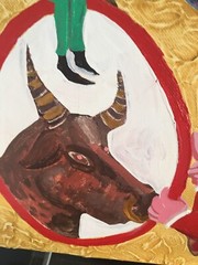 Luis Abreux (Cuban/American, b. 1971) Acrylic Painting Bullfighter & Bull Listed