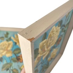 1960s Floral Paint-By-Numbers Yellow Roses & Butterflies Wall Art Framed MCM