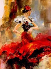 MQ1294 Fine Handmade Painted Girl Swirling skirt Oil Painting Canvas Wall Art