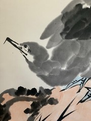 李苦禪《晨興圖》紙本立軸（58x58cm）非印刷品
