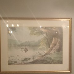 Richard E Williams Signed Watercolor Landscape Painting Framed Lake Boat Tree
