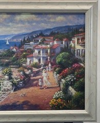 Ghambaro „Coastal Tranquility“ Signed Print Framed Impressionist Art 26″x22″x1″