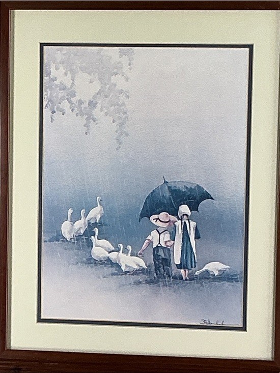 Steve Polomchak Togetherness Amish Art Framed Lithograph Vintage Americana 15×11