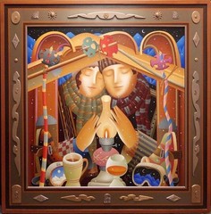 Anton Arkhipov „Winter Evening“ Original Artist frame Hand Signed Original frame