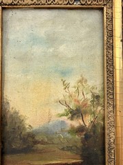 Antique 19th C. Hudson River School Style Landscape Oil On Canvas Painting Ducks